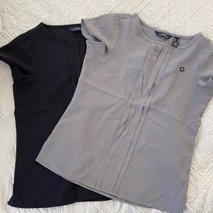 2 Lands End Chase Bank blouses. Navy blue and gray. Great condition. Size 0